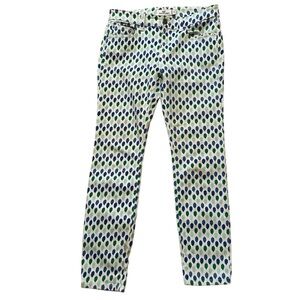 Vineyard Vines White with Blue/Green Print Stretch Skinny Jeans 4